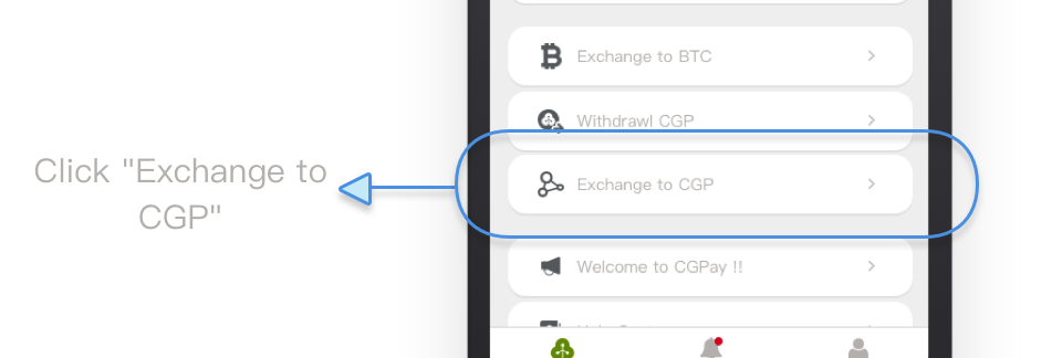 Open the Exchange to CGP  page of wallet